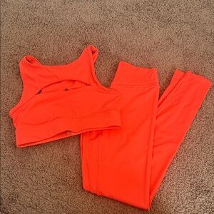 Vitality Neon Orange Sports Bra + Legging Set